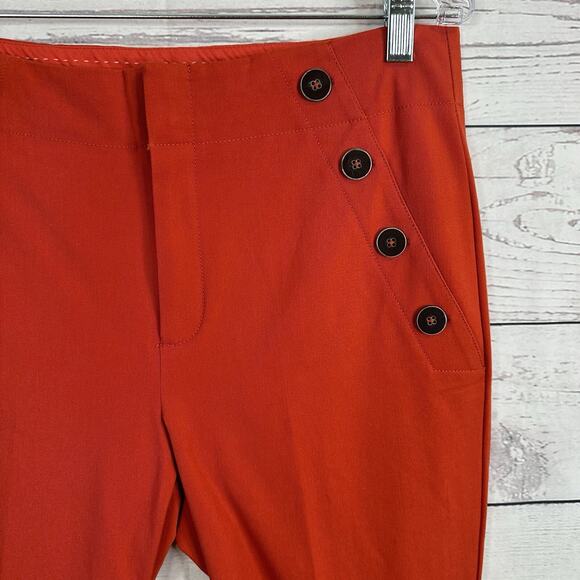 Anthropologie Pants Womens 10 Red Orange Essential Slim Button Pockets Career - Picture 6 of 16
